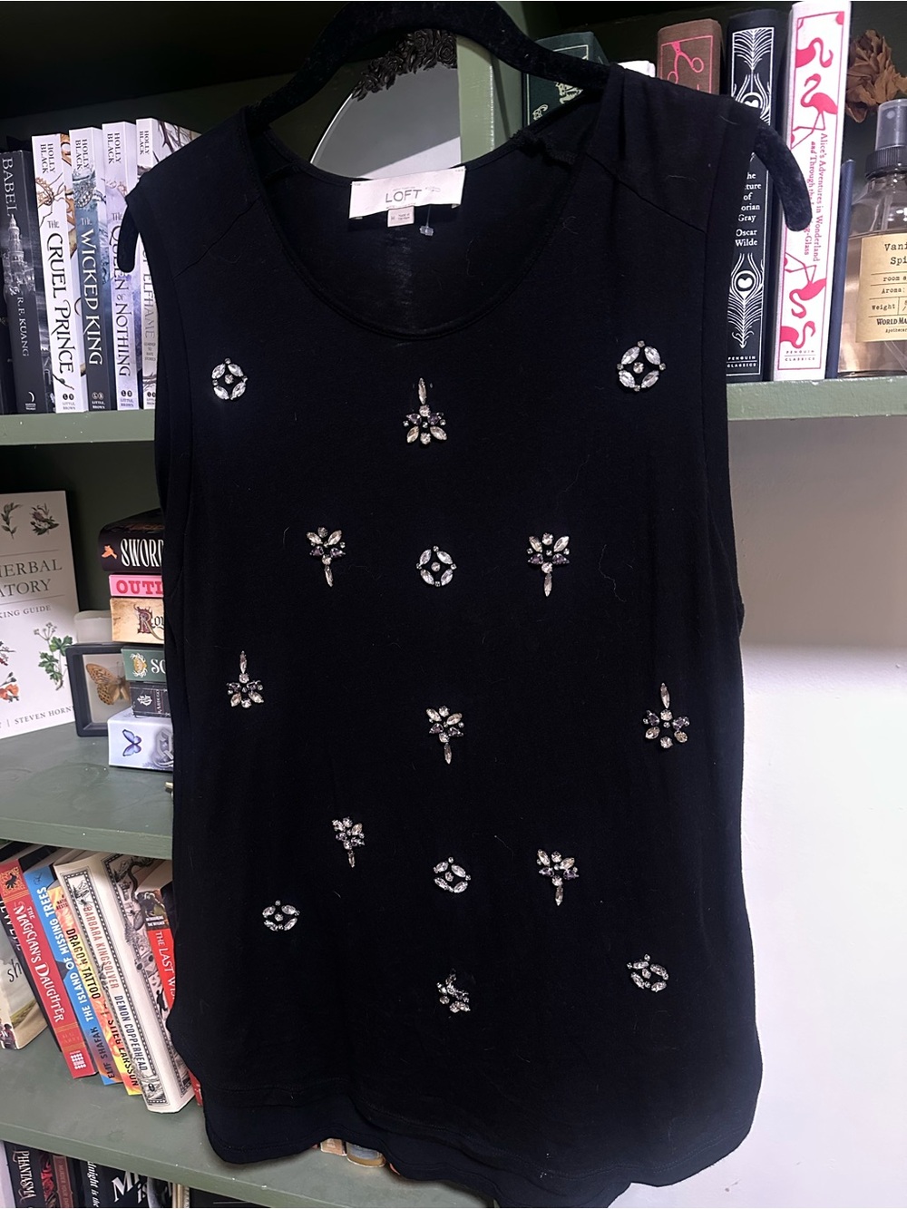 LOFT Black Embellished Sleeveless Tank